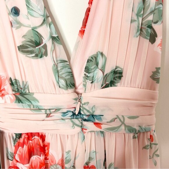 LULUS Garden Meandering Blush Floral Print Maxi Dress Side slit Chiffon Size XS - Picture 16 of 16
